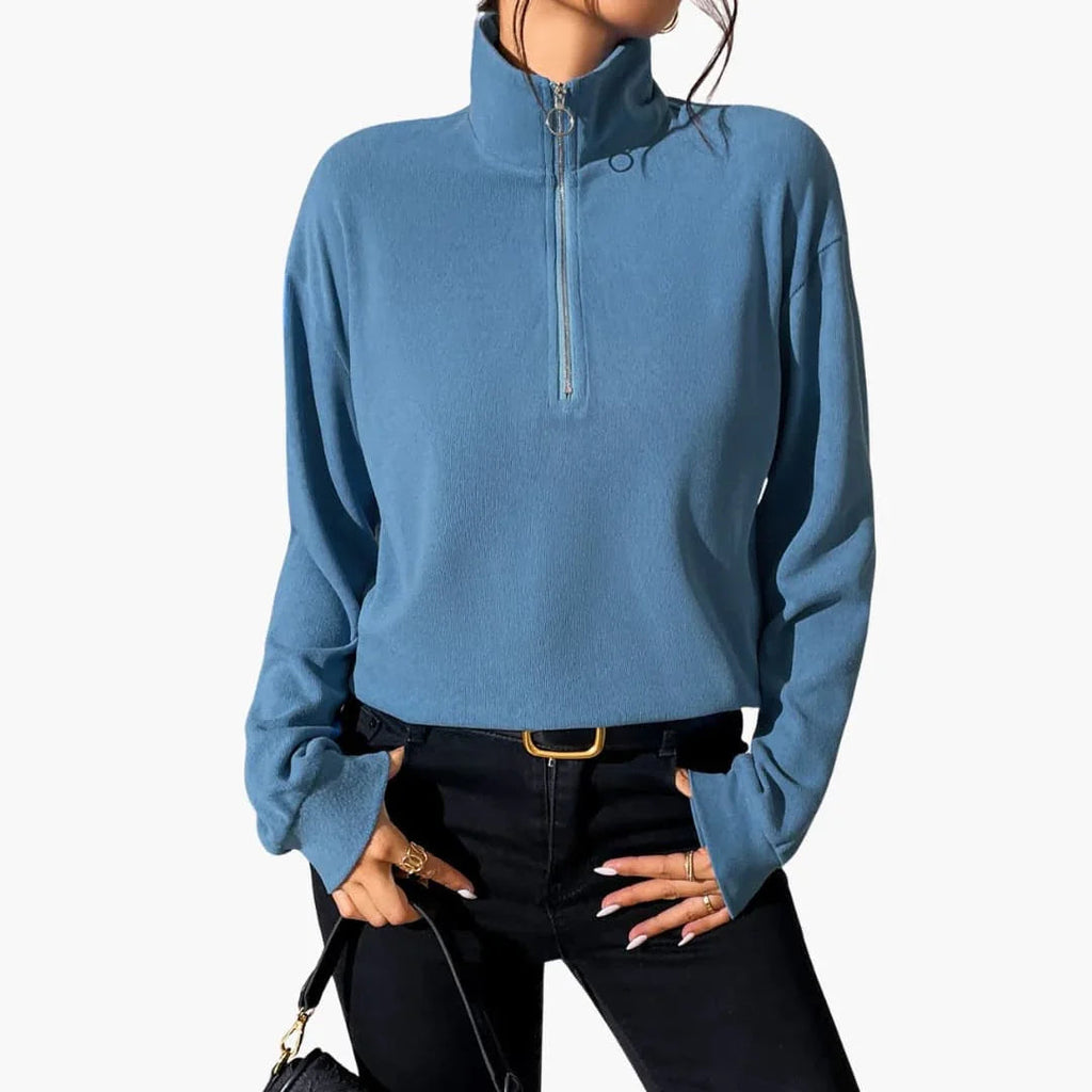 Maglione da donna con collo alto e mezza cerniera