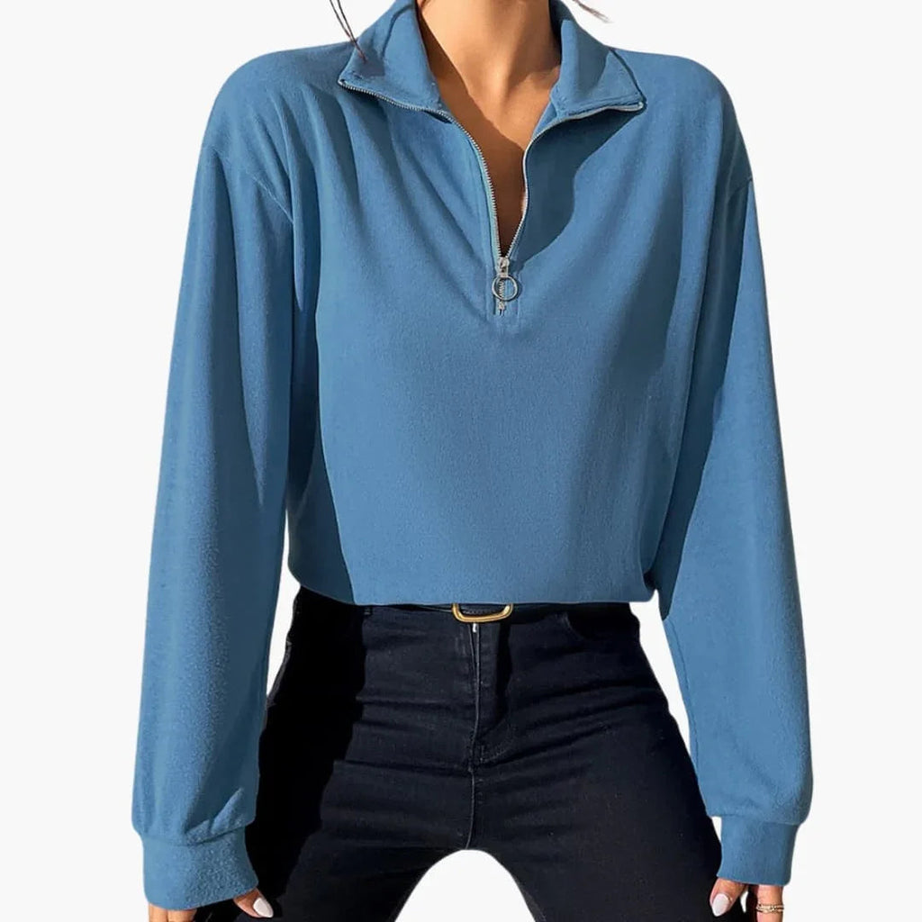 Maglione da donna con collo alto e mezza cerniera