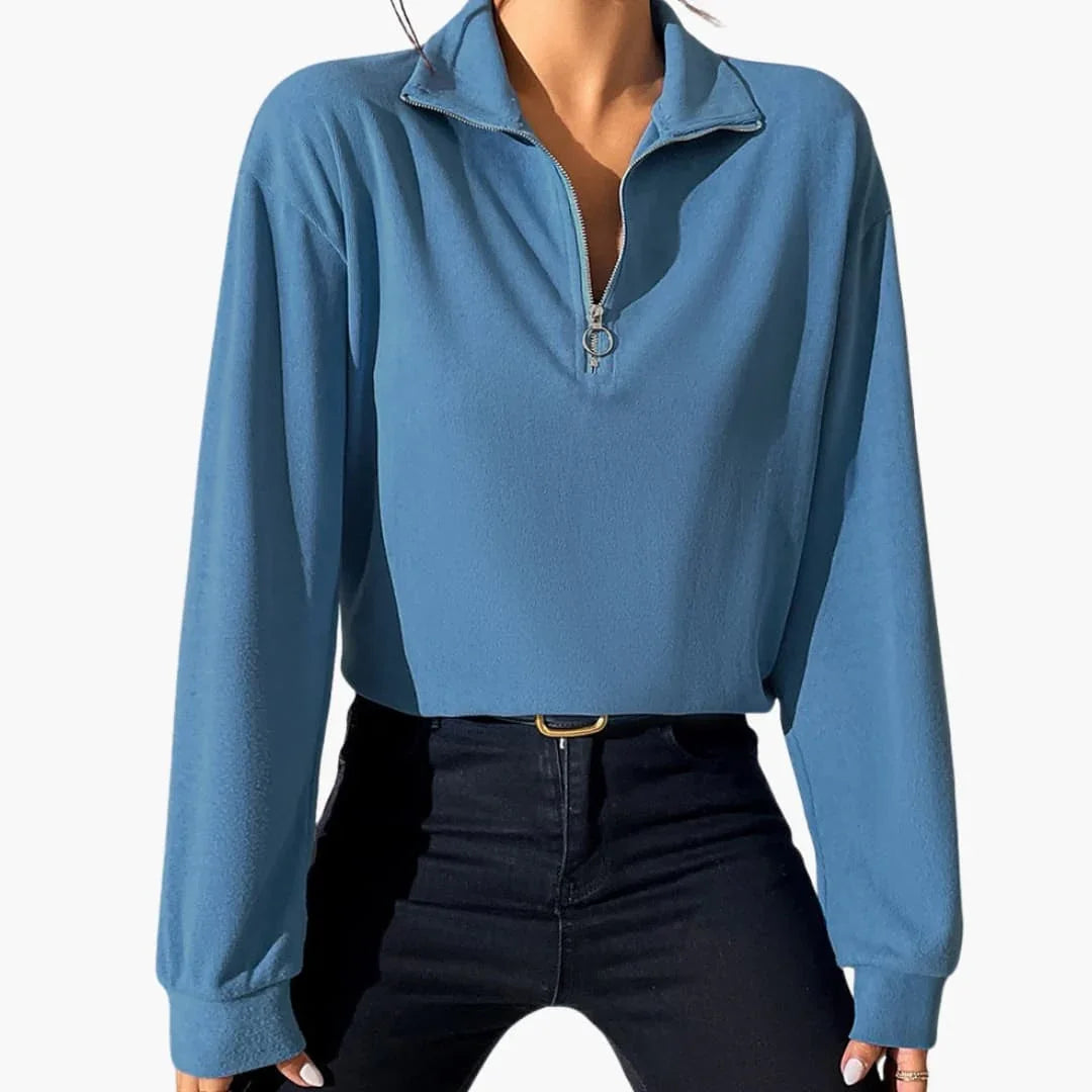 Maglione da donna con collo alto e mezza cerniera