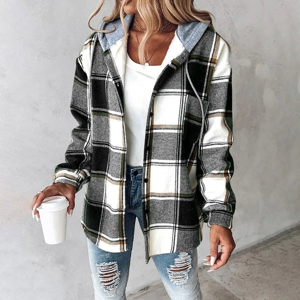 Cappotto MixTexture con cappuccio da donna - Lisa