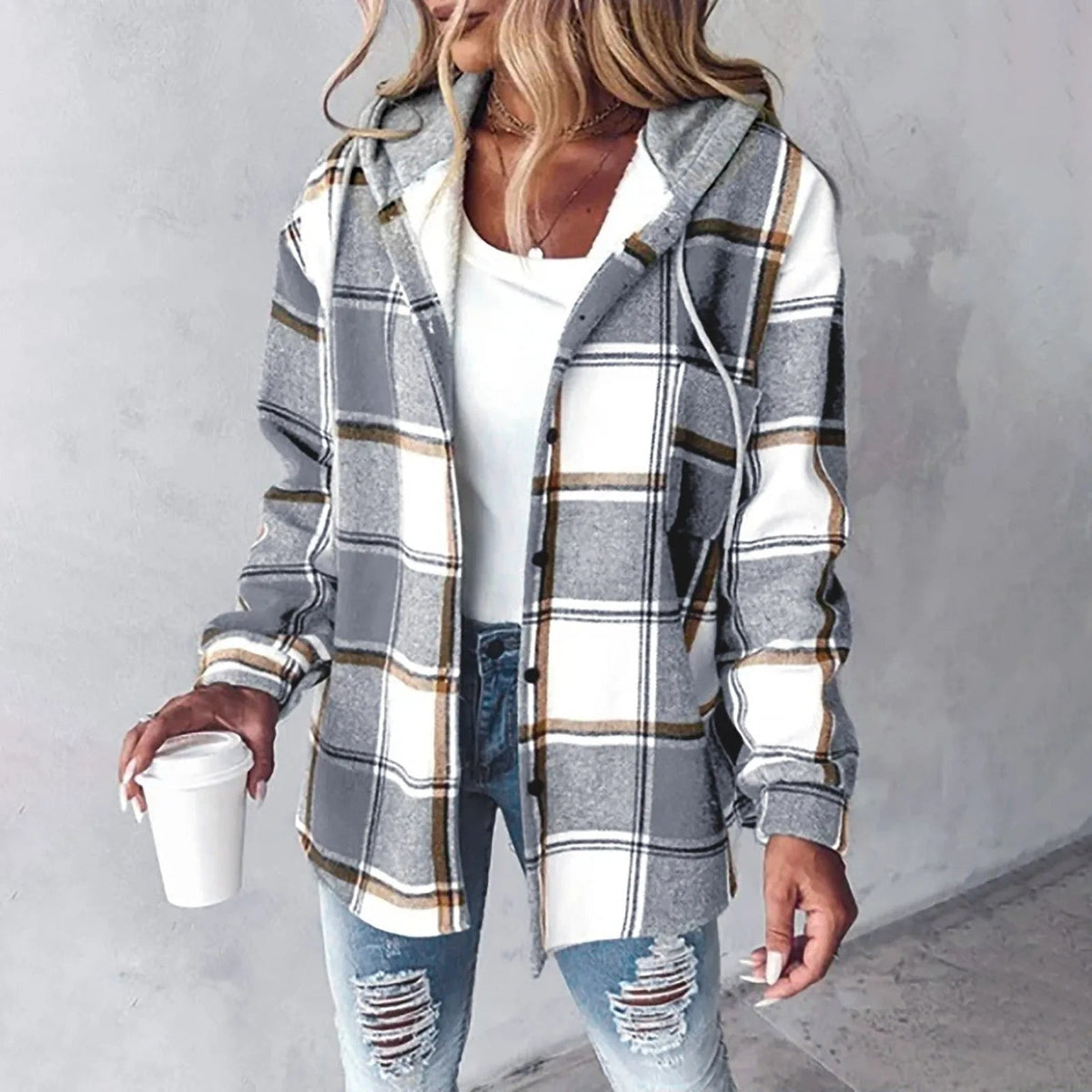 Cappotto MixTexture con cappuccio da donna - Lisa