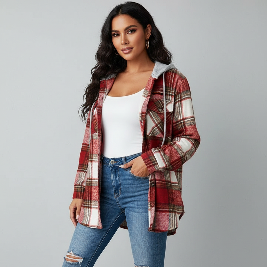 Cappotto MixTexture con cappuccio da donna - Lisa