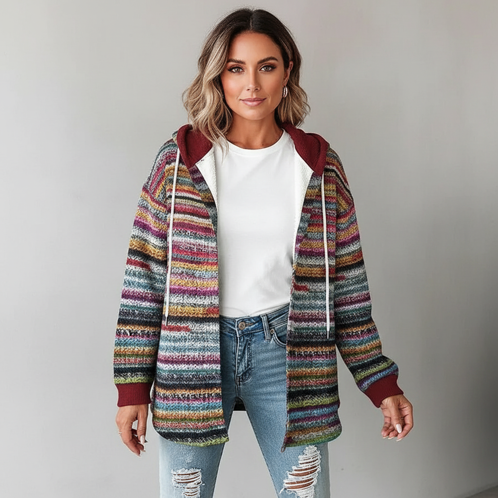 Cappotto MixTexture con cappuccio da donna - Lisa
