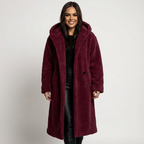 Cappotto Teddy con cappuccio da donna di Amy e chiusura con bottoni