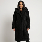 Cappotto Teddy con cappuccio da donna di Amy e chiusura con bottoni