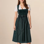Abito Dirndl tradizionale | Velluto verde scuro con camicetta di pizzo bianco