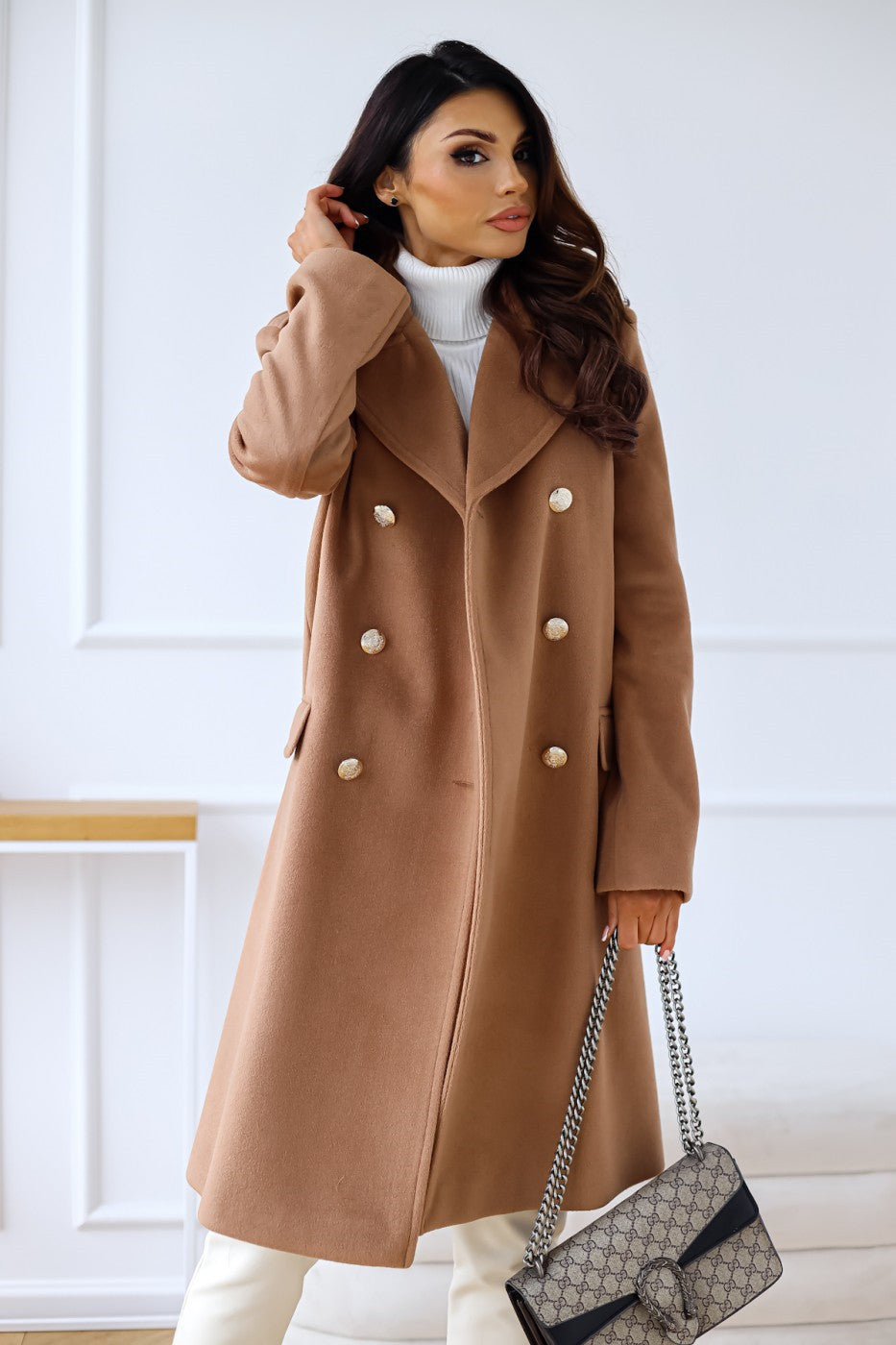 Cappotto invernale classico in lana | Design sartoriale lungo doppiopetto