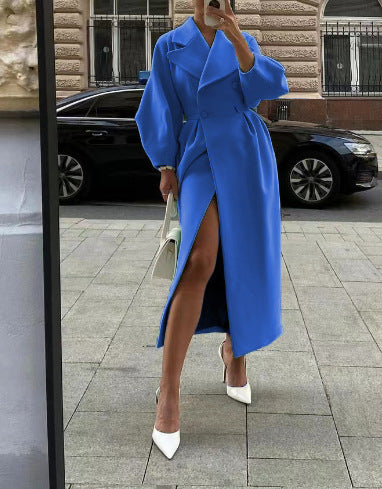 Elegante cappotto invernale in lana | Doppiopetto con risvolto strutturato