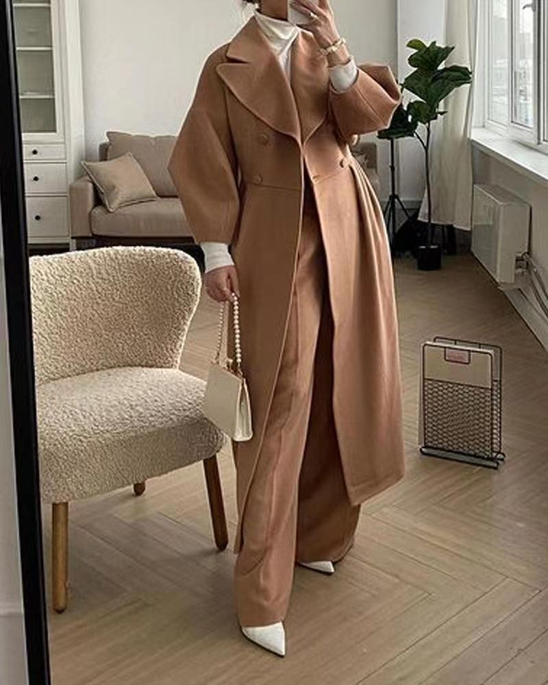 Elegante cappotto invernale in lana | Doppiopetto con risvolto strutturato