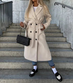 Cappotto invernale classico in lana | Design con cintura a doppio petto