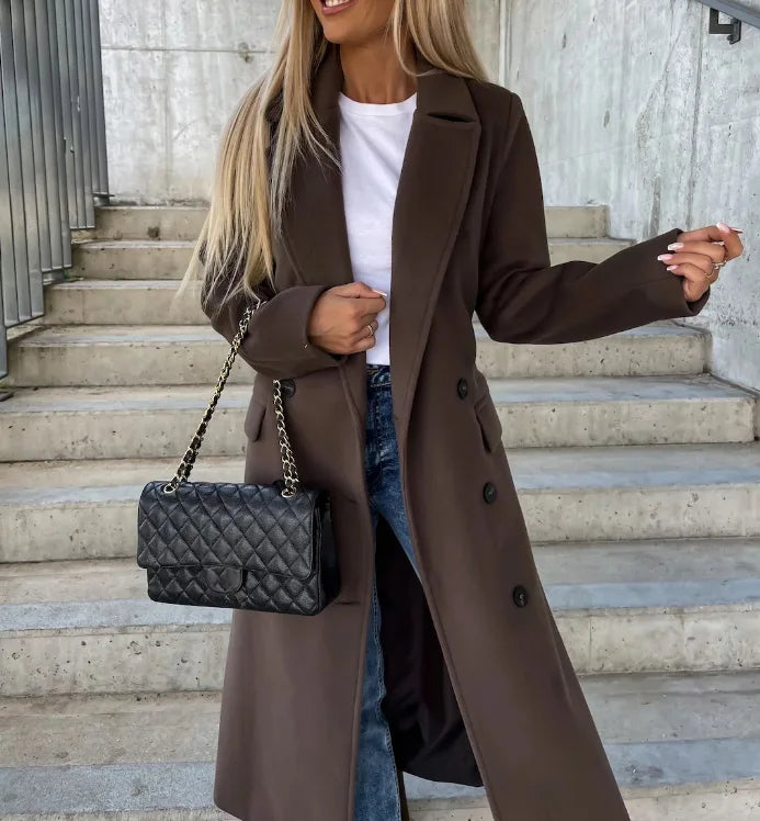 Cappotto invernale classico in lana | Design con cintura a doppio petto