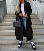 Cappotto invernale classico in lana | Design con cintura a doppio petto