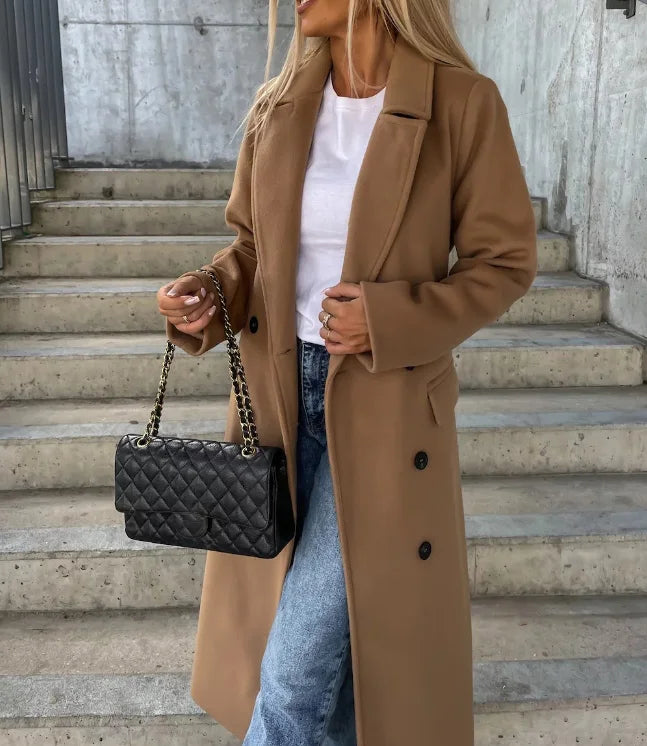 Cappotto invernale classico in lana | Design con cintura a doppio petto