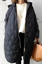 Cappotto invernale trapuntato | Design piumino con cappuccio lungo
