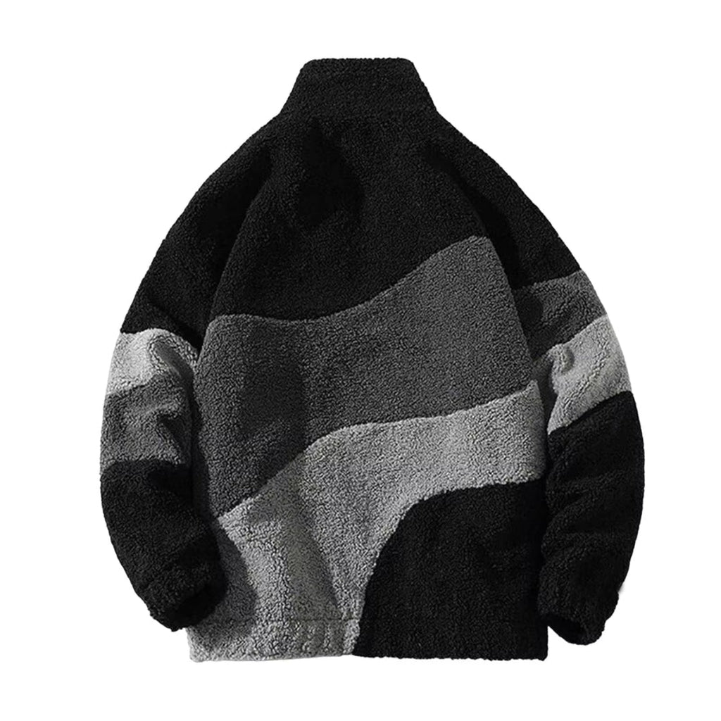 Giacca in pile moderna | Design monocromatico a blocchi di colore