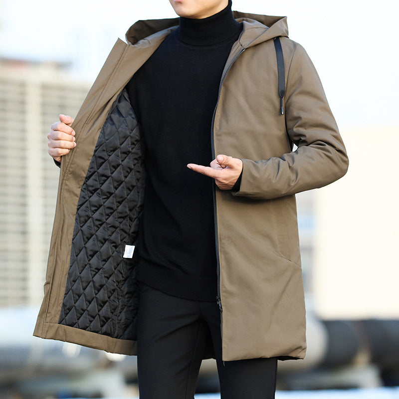 Cappotto invernale moderno | Design di media lunghezza con cappuccio trapuntato