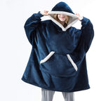 Felpa con cappuccio oversize Sherpa Fleece Deken Grijs Roze Zwart Blauw Geruit Rood Extra Warm en Zacht One Size Loungewear Huisdeken met Capuchon en Zakken