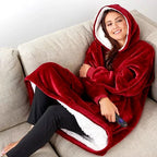 Felpa con cappuccio oversize Sherpa Fleece Deken Grijs Roze Zwart Blauw Geruit Rood Extra Warm en Zacht One Size Loungewear Huisdeken met Capuchon en Zakken