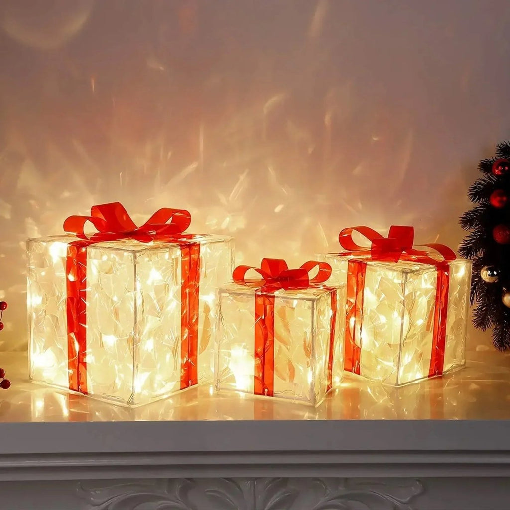 Confezione regalo natalizia a LED con 100 luci bianche calde