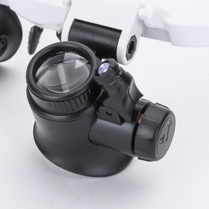 Occhiali ingranditori professionali con luce LED e 3 livelli di ingrandimento