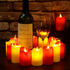 Candele LED senza fiamma | Design a cera gocciolante rosso e giallo