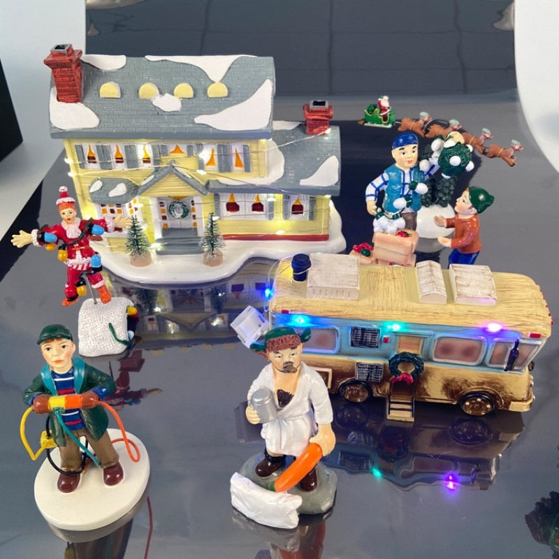 Decorazioni per il desktop della casa di Natale in miniatura
