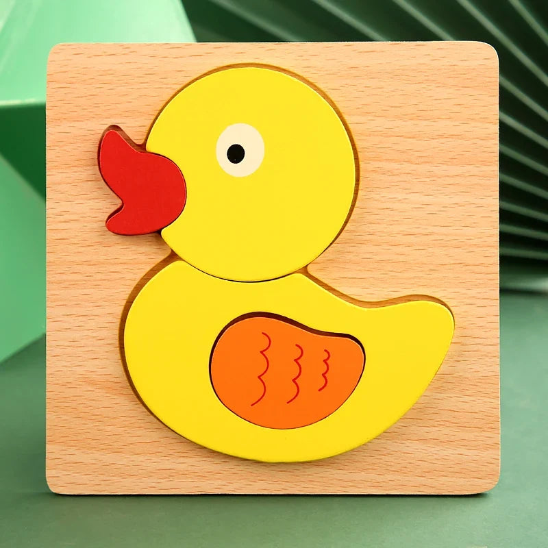 Puzzle di animali cartoon in legno 3D di alta qualità per bambini