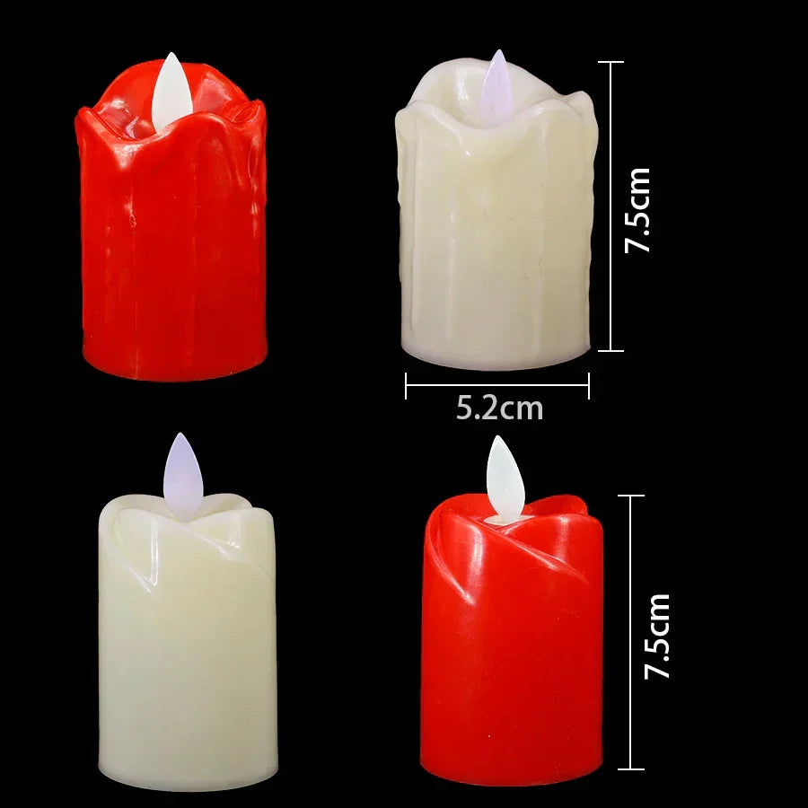 Candele LED senza fiamma | Design a cera gocciolante rosso e giallo