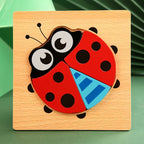 Puzzle di animali cartoon in legno 3D di alta qualità per bambini