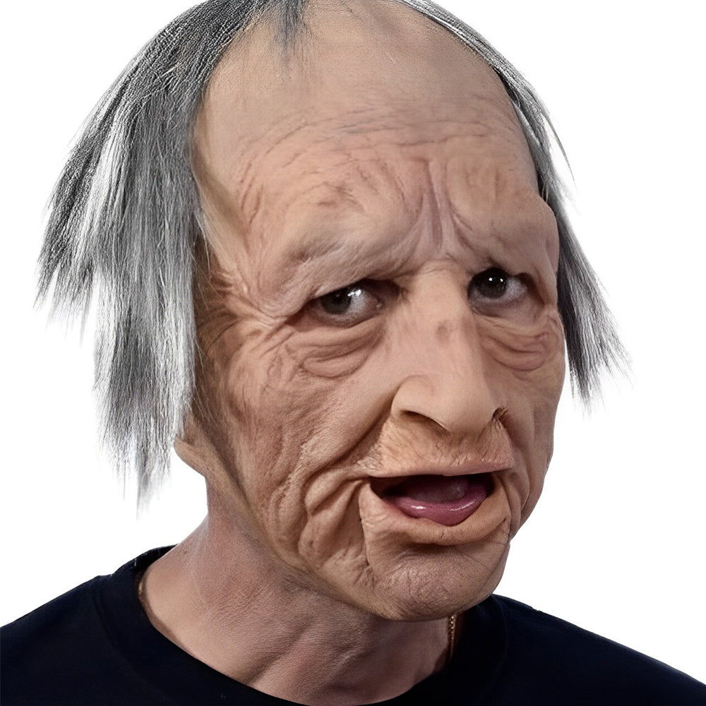 Maschera da uomo anziano in lattice realistico | Copricapo espressivo per costume di Halloween