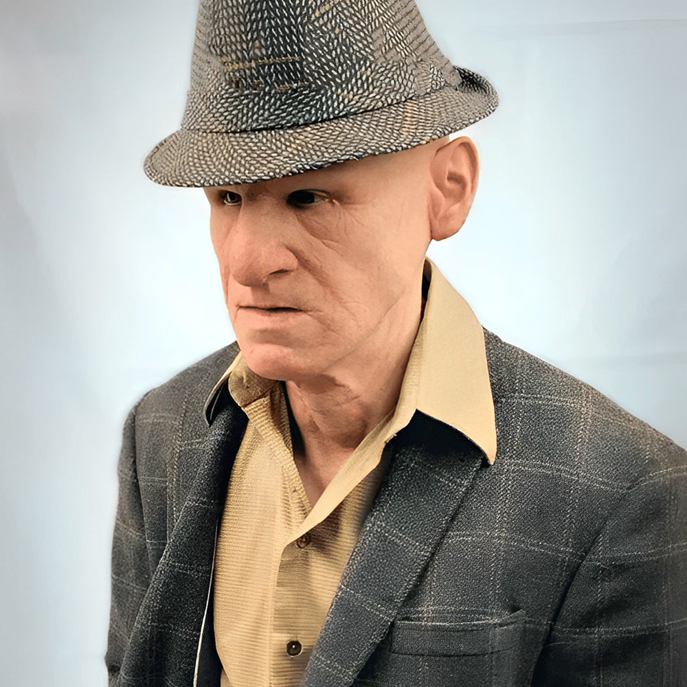 Maschera da uomo anziano in lattice realistico | Copricapo espressivo per costume di Halloween