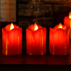 Candele LED senza fiamma | Design a cera gocciolante rosso e giallo