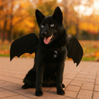 Costume da cane di Halloween con ali di pipistrello
