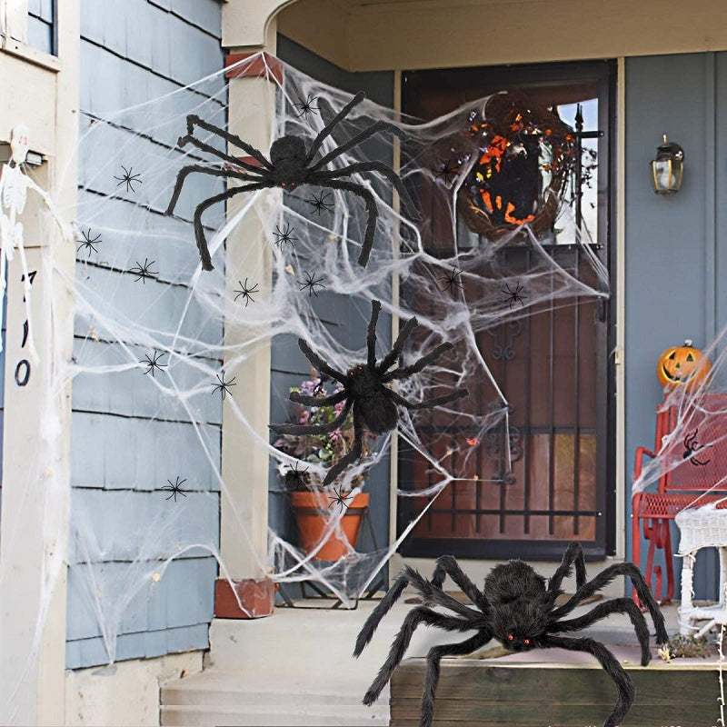 Ragno gigante di Halloween | Decorazione pelosa nera posizionabile 200 cm