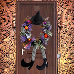Ghirlanda per porta di Halloween | Gambe di strega con calze a righe