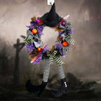 Ghirlanda per porta di Halloween | Gambe di strega con calze a righe