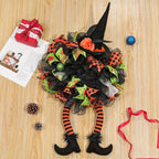 Ghirlanda per porta di Halloween | Design a rete con gambe da strega