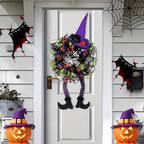 Ghirlanda per porta di Halloween | Design a rete con gambe da strega