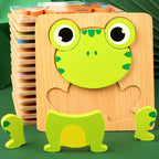Puzzle di animali cartoon in legno 3D di alta qualità per bambini