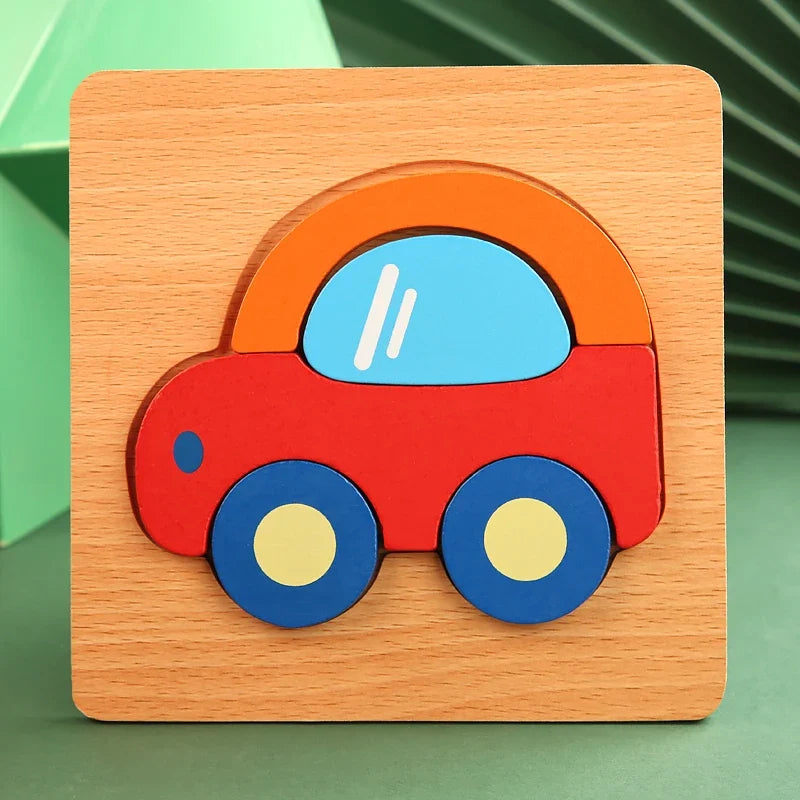 Puzzle di animali cartoon in legno 3D di alta qualità per bambini