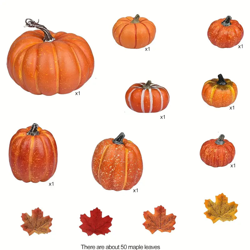 Set di zucche autunnali | Decorazione artificiale per Halloween