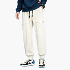 Pantaloni da jogging da uomo in velluto a coste con coulisse e tasche laterali