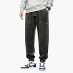 Pantaloni da jogging da uomo in velluto a coste con coulisse e tasche laterali