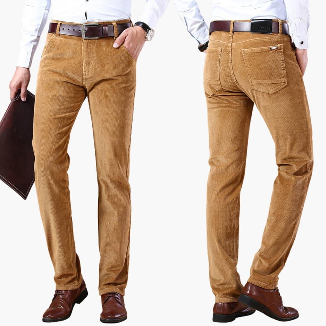 Pantaloni da uomo in velluto a coste con cintura e gambe dritte