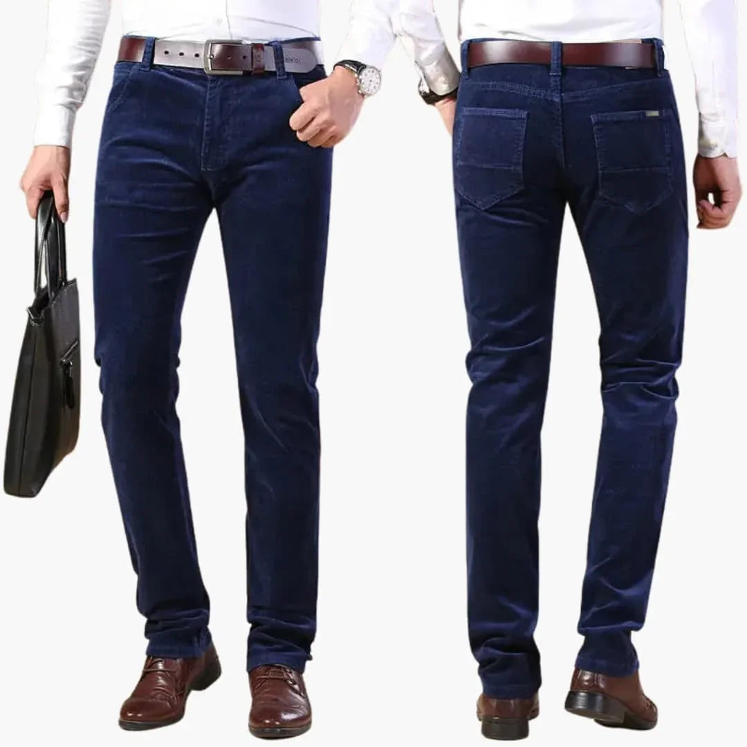 Pantaloni da uomo in velluto a coste con cintura e gambe dritte