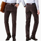 Pantaloni da uomo in velluto a coste con cintura e gambe dritte