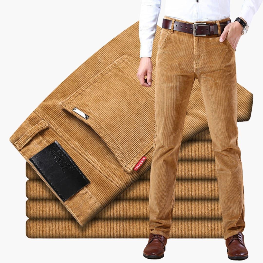 Pantaloni da uomo in velluto a coste con cintura e gambe dritte