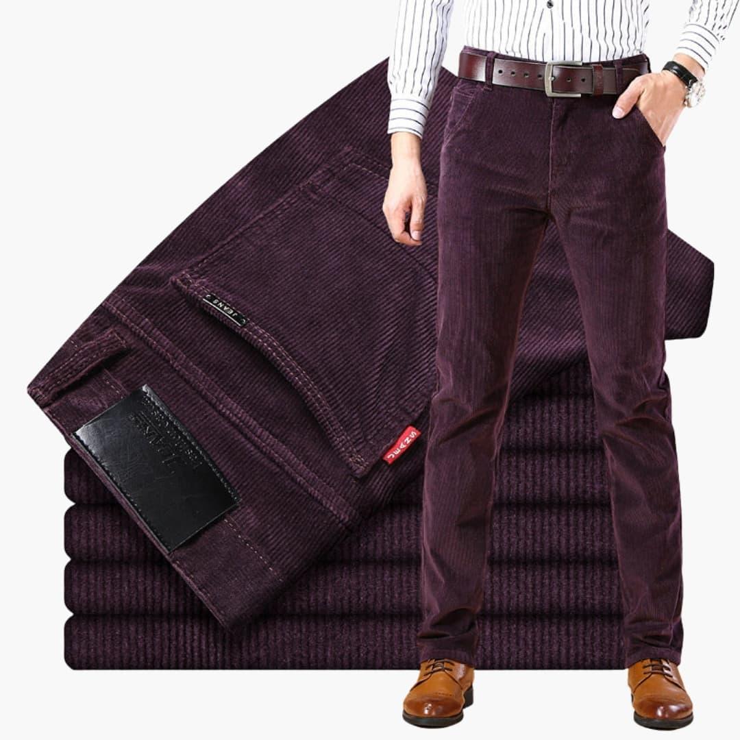 Pantaloni da uomo in velluto a coste con cintura e gambe dritte