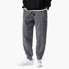 Pantaloni da jogging da uomo in velluto a coste con coulisse e polsini