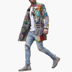 Cappotto lungo da uomo con motivo grafico
